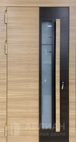 Фото «Со стеклянными вставками металлическая дверь для загородного дома№6»